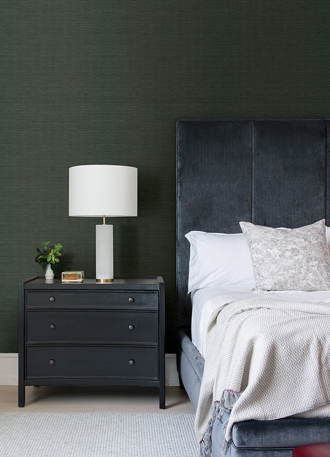 colcord-dark-green-sisal-grasscloth-wallpaper-york-wallcoverings-4034-72105 - York Wallpaper Wallpaper