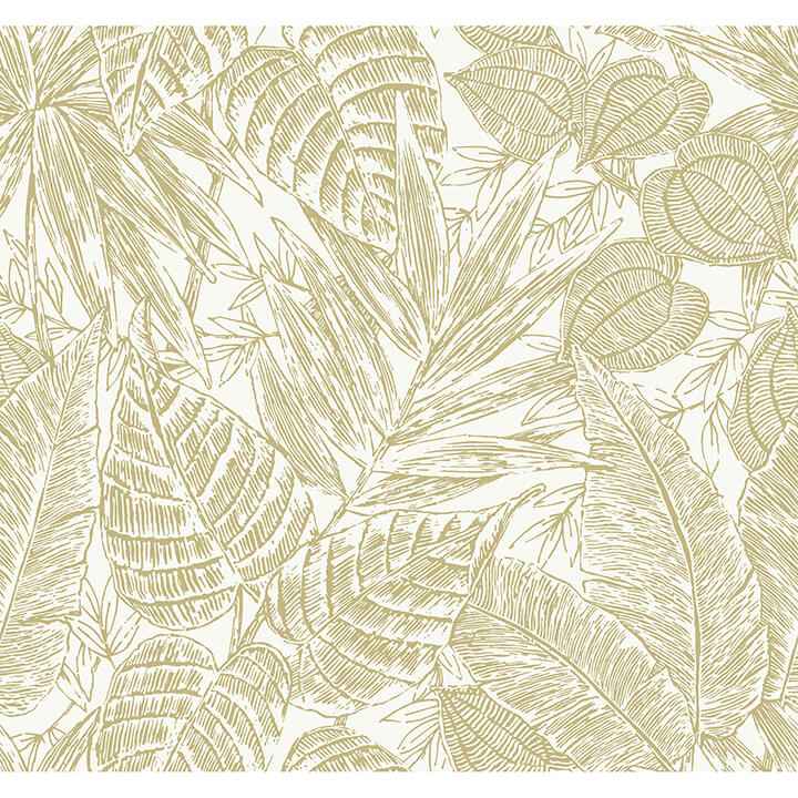 brentwood-yellow-palm-leaves-wallpaper-york-wallcoverings-4034-72117 - York Wallcoverings Wallpaper