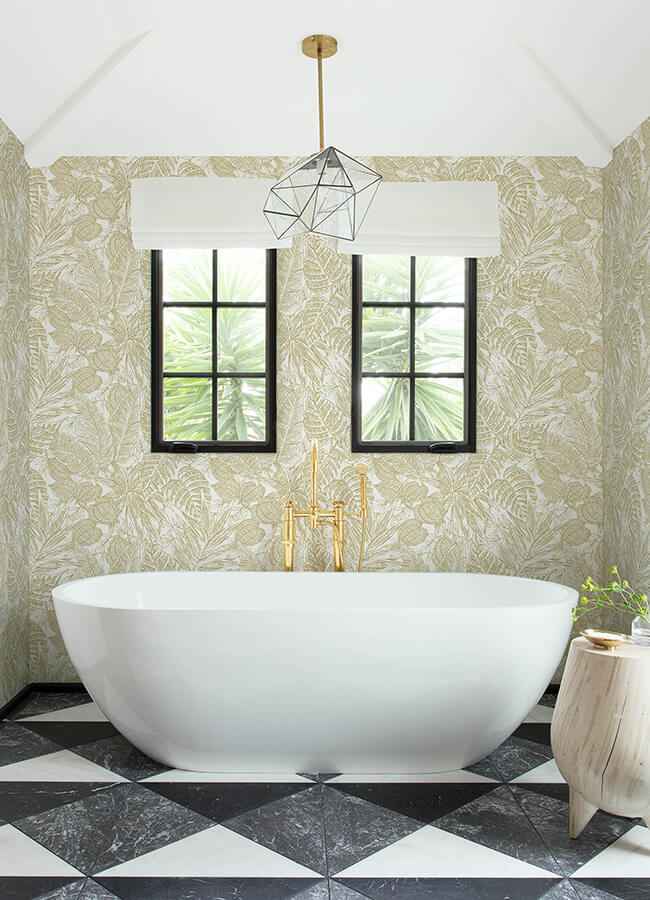 brentwood-yellow-palm-leaves-wallpaper-york-wallcoverings-4034-72117 - York Wallcoverings Wallpaper