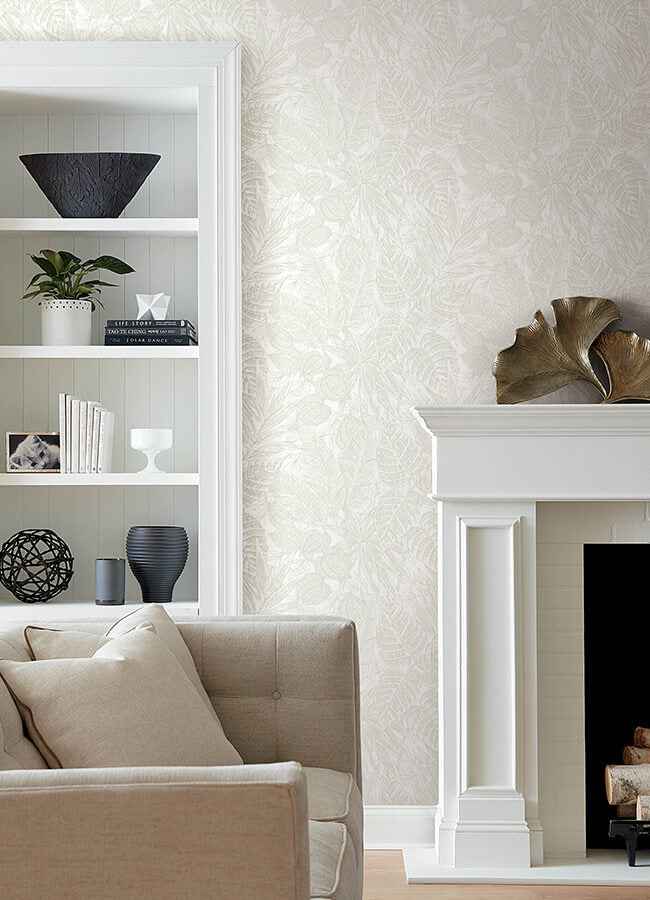 brentwood-bone-palm-leaves-wallpaper-york-wallcoverings-4034-72118 - York Wallcoverings Wallpaper
