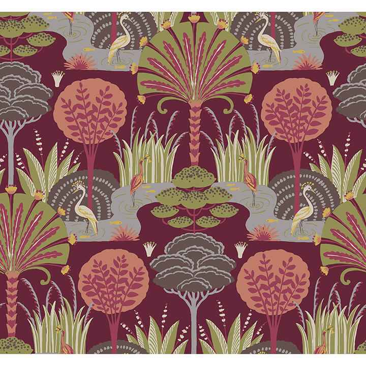 mandeville-raspberry-tropical-paradise-wallpaper-york-wallcoverings-4034-72122 - York Wallcoverings Wallpaper