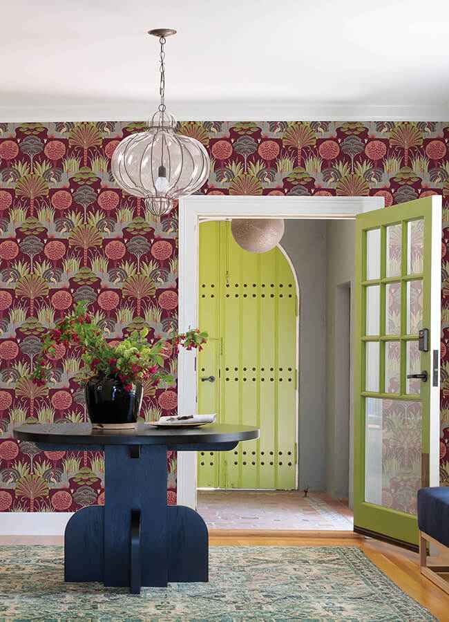 mandeville-raspberry-tropical-paradise-wallpaper-york-wallcoverings-4034-72122 - York Wallcoverings Wallpaper