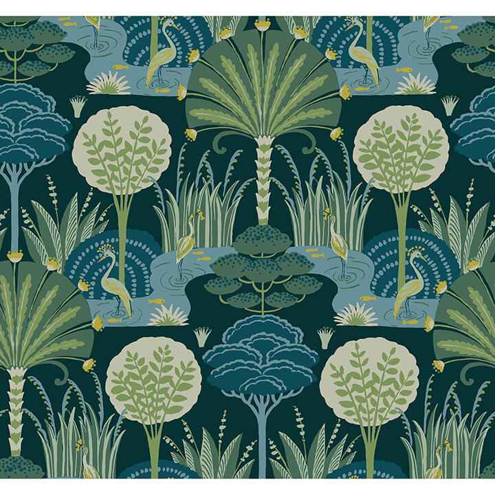 mandeville-teal-tropical-paradise-wallpaper-york-wallcoverings-4034-72123 - York Wallcoverings Wallpaper