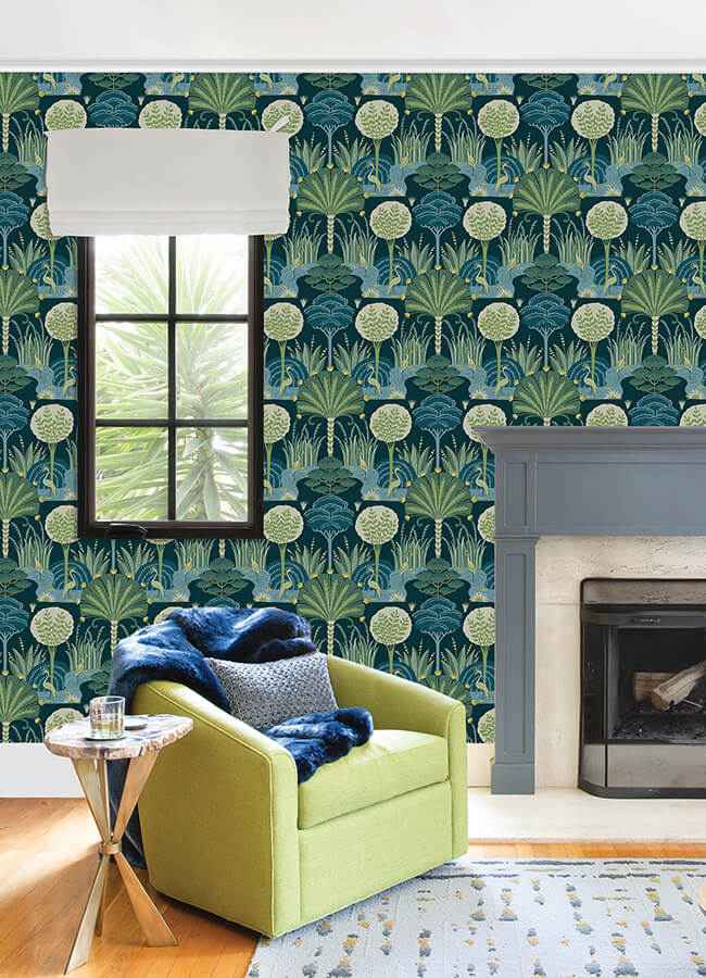 mandeville-teal-tropical-paradise-wallpaper-york-wallcoverings-4034-72123 - York Wallcoverings Wallpaper