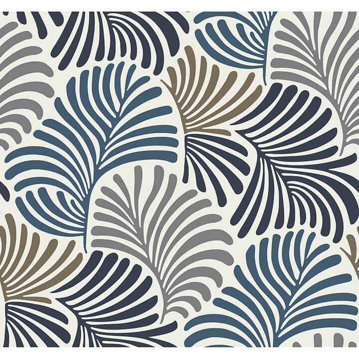 trousdale-dark-blue-fanning-flora-wallpaper-york-wallcoverings-4034-72124 - York Wallcoverings Wallpaper