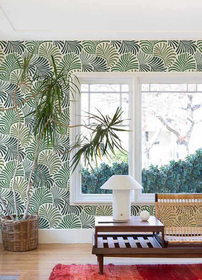 trousdale-green-fanning-flora-wallpaper-york-wallcoverings-4034-72127 - York Wallcoverings Wallpaper