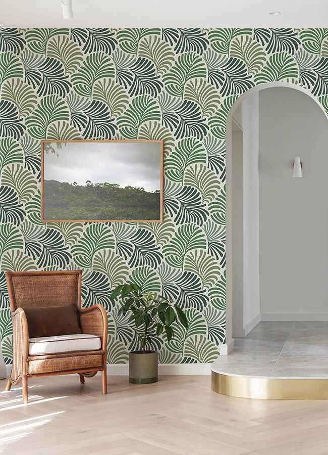 trousdale-green-fanning-flora-wallpaper-york-wallcoverings-4034-72127 - York Wallcoverings Wallpaper