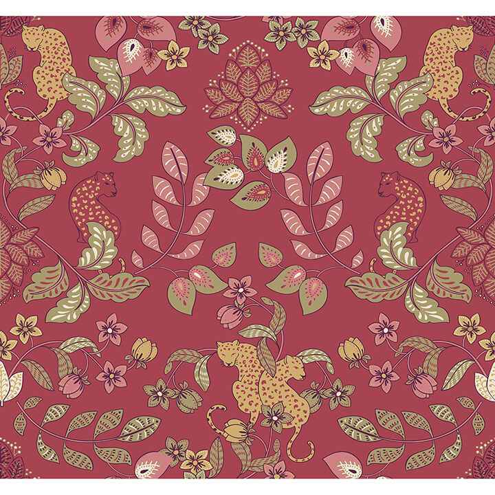 getty-raspberry-jungle-damask-wallpaper-york-wallcoverings-4034-72130 - York Wallcoverings Wallpaper