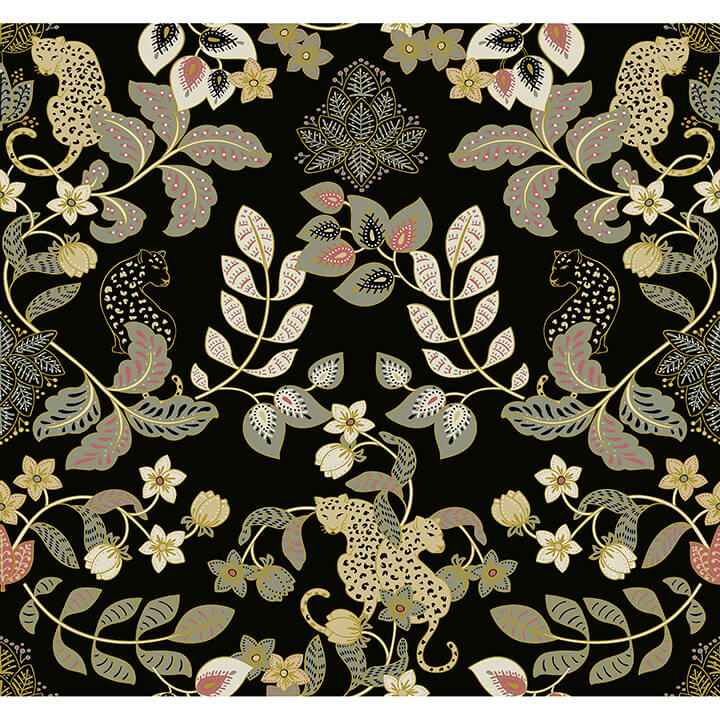 getty-black-jungle-damask-wallpaper-york-wallcoverings-4034-72131 - York Wallcoverings Wallpaper