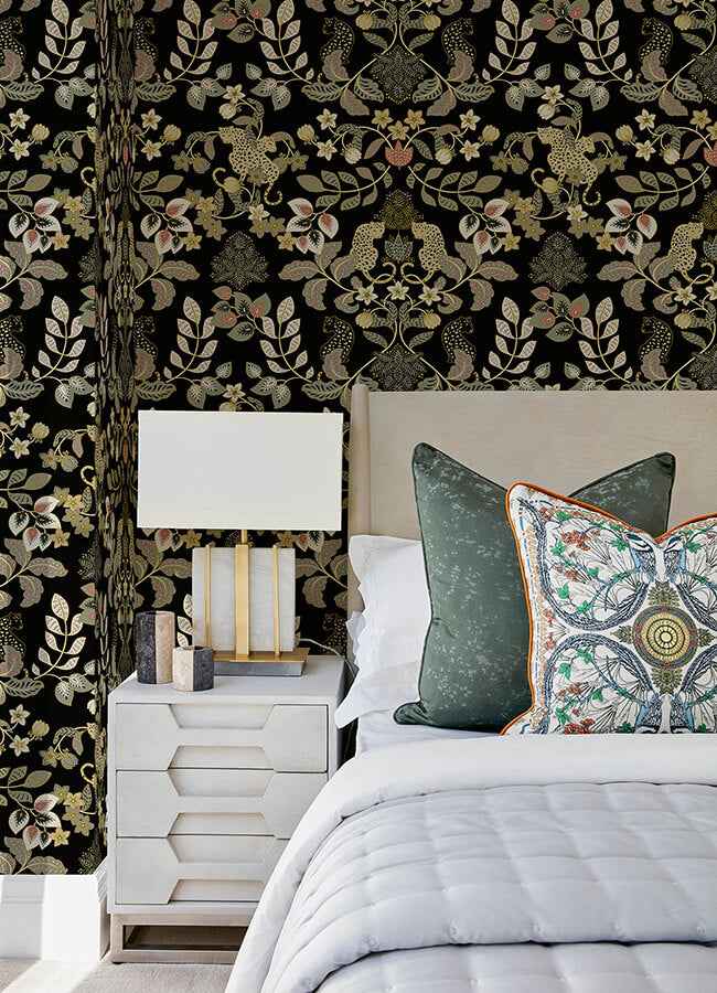 getty-black-jungle-damask-wallpaper-york-wallcoverings-4034-72131 - York Wallcoverings Wallpaper