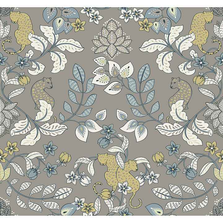 getty-grey-jungle-damask-wallpaper-york-wallcoverings-4034-72134 - York Wallcoverings Wallpaper