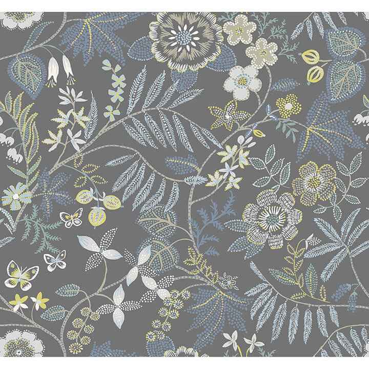 marilyn-light-grey-floral-trail-wallpaper-york-wallcoverings-4034-72136 - York Wallcoverings Wallpaper
