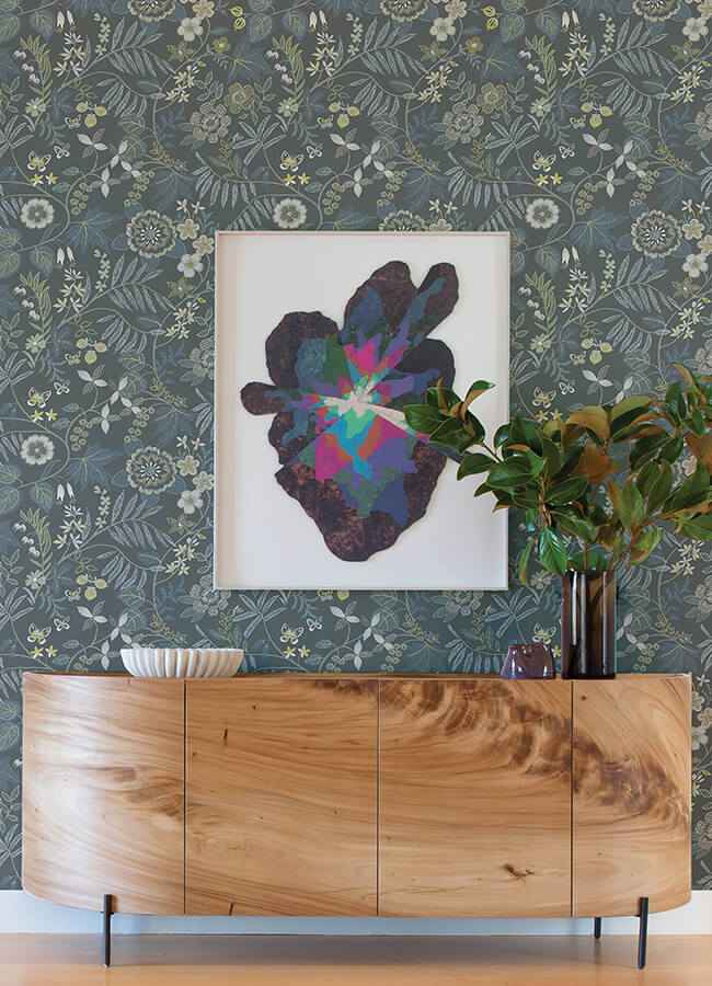 marilyn-light-grey-floral-trail-wallpaper-york-wallcoverings-4034-72136 - York Wallcoverings Wallpaper