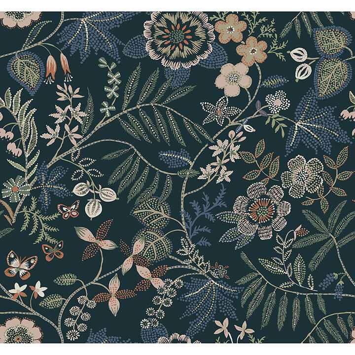 marilyn-sea-green-floral-trail-wallpaper-york-wallcoverings-4034-72137 - York Wallcoverings Wallpaper