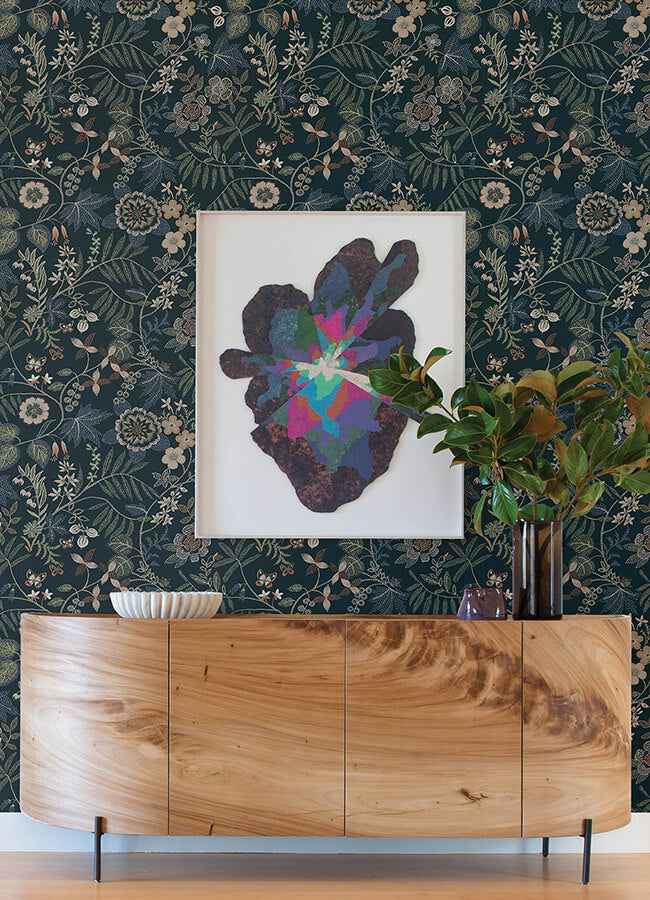 marilyn-sea-green-floral-trail-wallpaper-york-wallcoverings-4034-72137 - York Wallcoverings Wallpaper