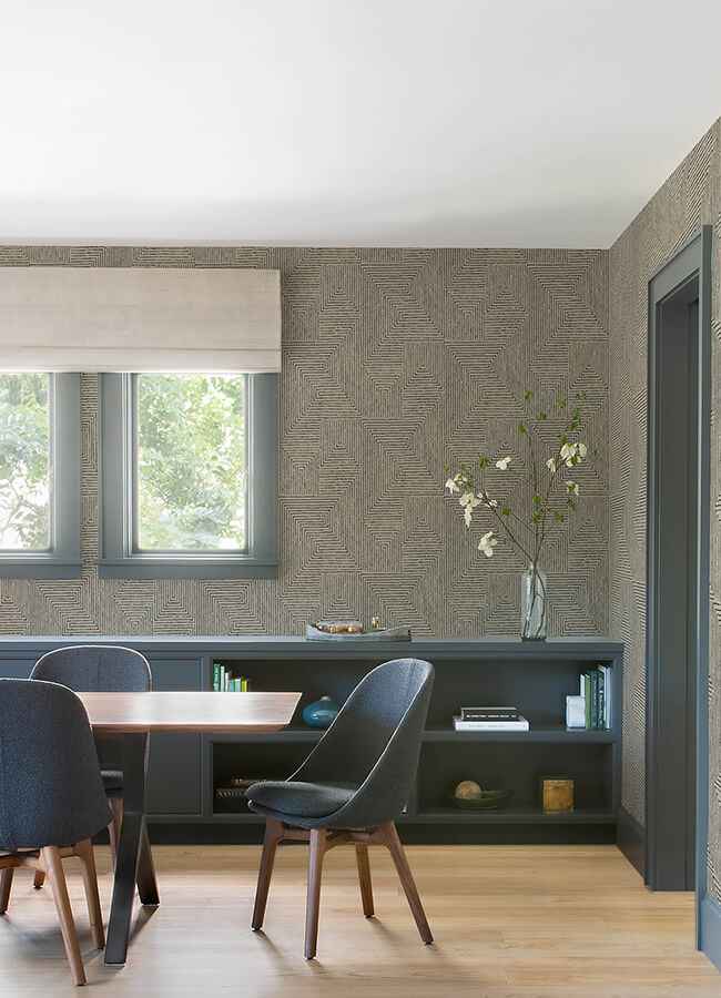 mortenson-taupe-geometric-wallpaper-york-wallcoverings-4034-72140 - York Wallcoverings Wallpaper