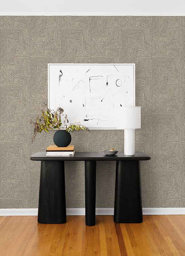 mortenson-taupe-geometric-wallpaper-york-wallcoverings-4034-72140 - York Wallcoverings Wallpaper