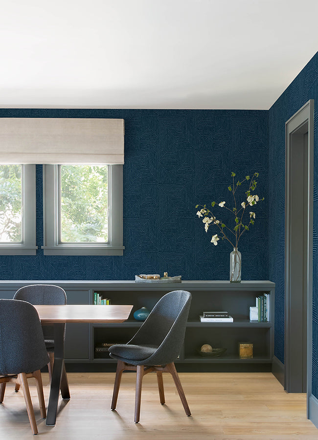 mortenson-navy-geometric-wallpaper-by-scott-living-york-wallcoverings-4034-72144 - York Wallcoverings Wallpaper