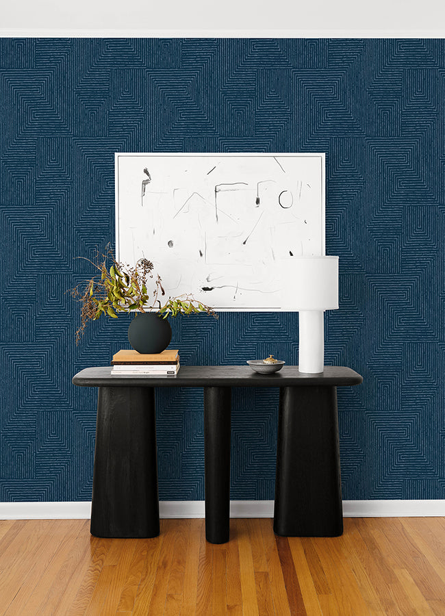mortenson-navy-geometric-wallpaper-by-scott-living-york-wallcoverings-4034-72144 - York Wallcoverings Wallpaper