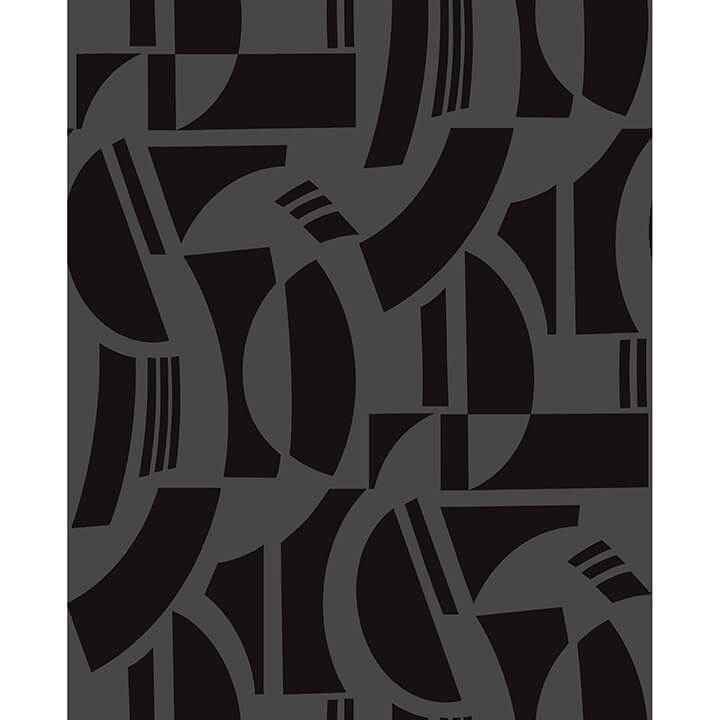 carter-black-geometric-flock-wallpaper-york-wallcoverings-4034-87379 - York Wallcoverings Wallpaper