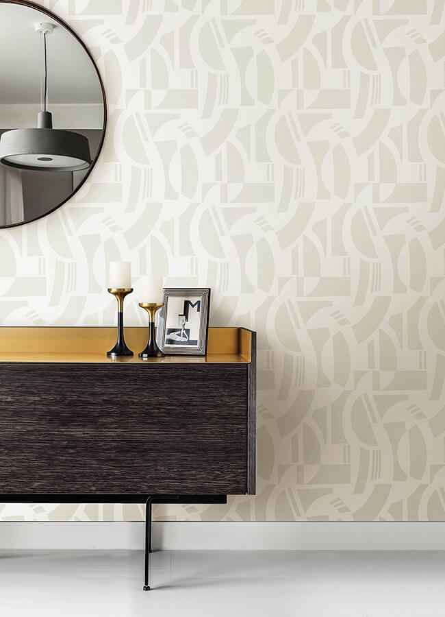 carter-cream-geometric-flock-wallpaper-york-wallcoverings-4034-87384 - York Wallcoverings Wallpaper