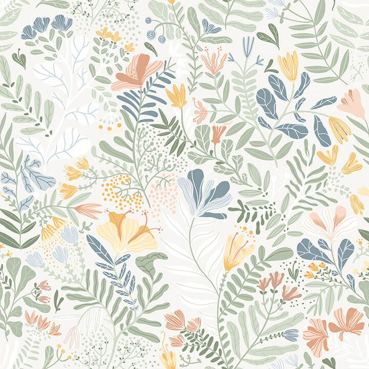 brittsommar-seafoam-woodland-floral-wallpaper-york-wallcoverings-4143-22005 - York Wallcoverings Wallpaper