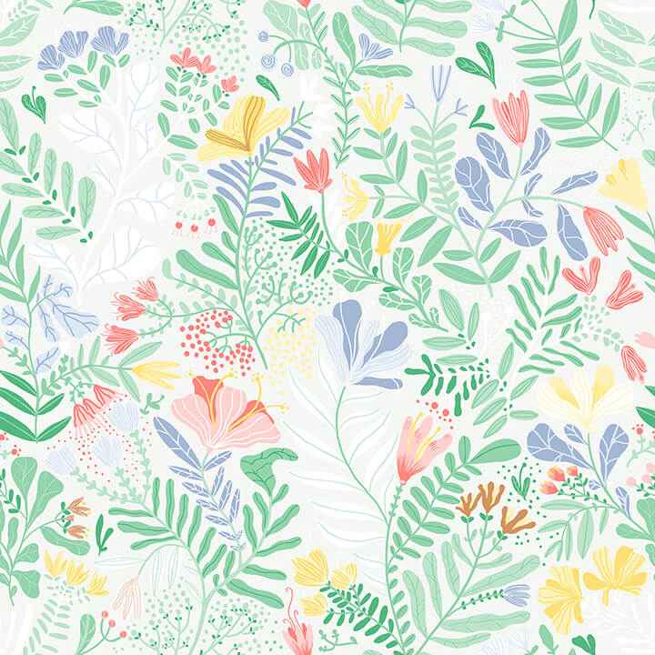 Brittsommar Light Green Woodland Floral Wallpaper - York Wallcoverings - 4143-22007