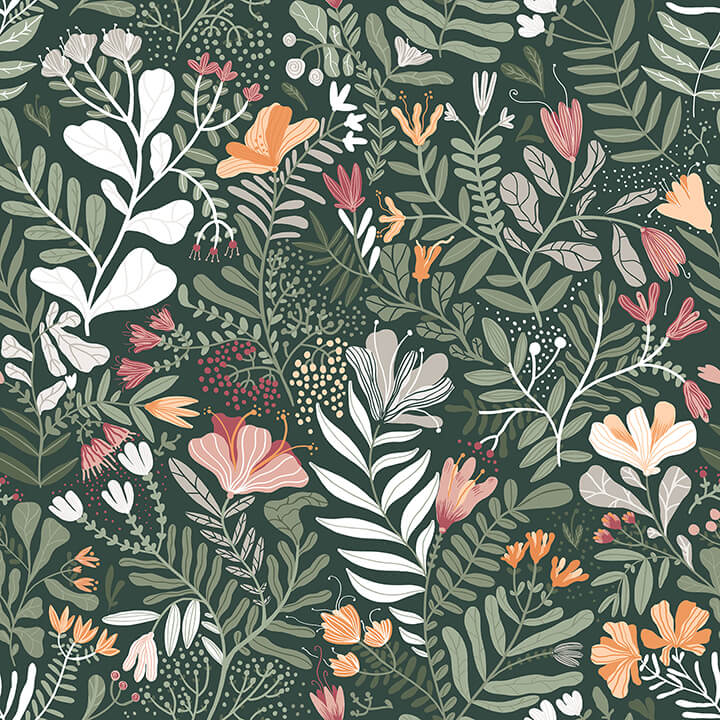 brittsommar-evergreen-woodland-floral-wallpaper-york-wallcoverings-4143-22009 - York Wallcoverings Papel pintado