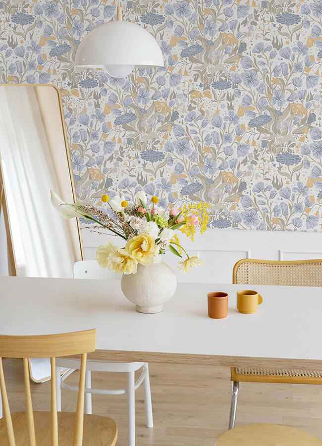 Hava Light Blue Meadow Flowers Wallpaper - York Wallcoverings - 4143-22010 - York Wallcoverings Wallpaper