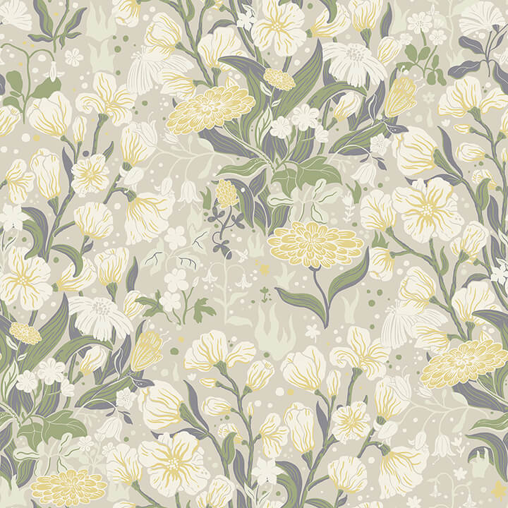 hava-yellow-meadow-flowers-wallpaper-york-wallcoverings-4143-22012 - York Wallcoverings Papel pintado