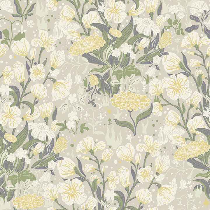Hava Yellow Meadow Flowers Wallpaper - York Wallcoverings - 4143-22012 - York Wallcoverings Wallpaper