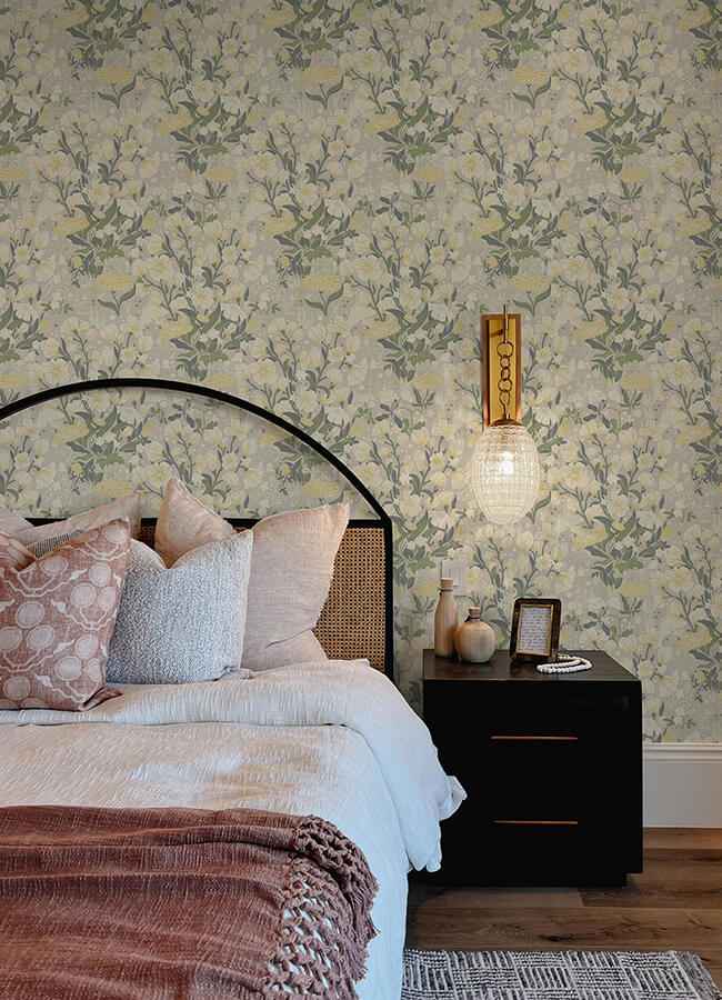 Hava Yellow Meadow Flowers Wallpaper - York Wallcoverings - 4143-22012 - York Wallcoverings Wallpaper