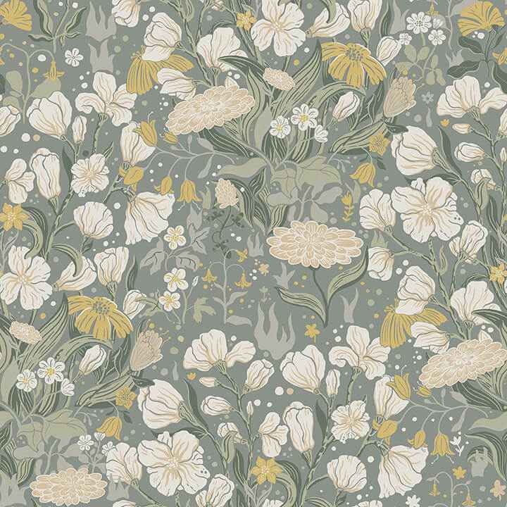Hava Moss Meadow Flowers Wallpaper - York Wallcoverings - 4143-22014