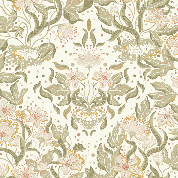 lisa-olive-floral-damask-wallpaper-york-wallcoverings-4143-22017 - York Wallcoverings Papel pintado