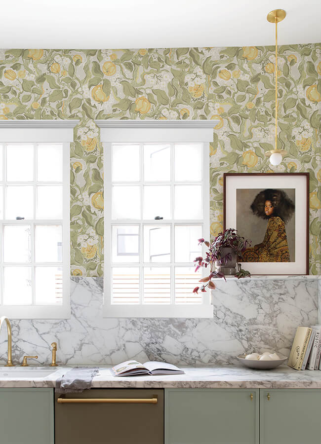 kort-sage-fruit-and-floral-wallpaper-york-wallcoverings-4143-22025 - York Wallcoverings Wallpaper