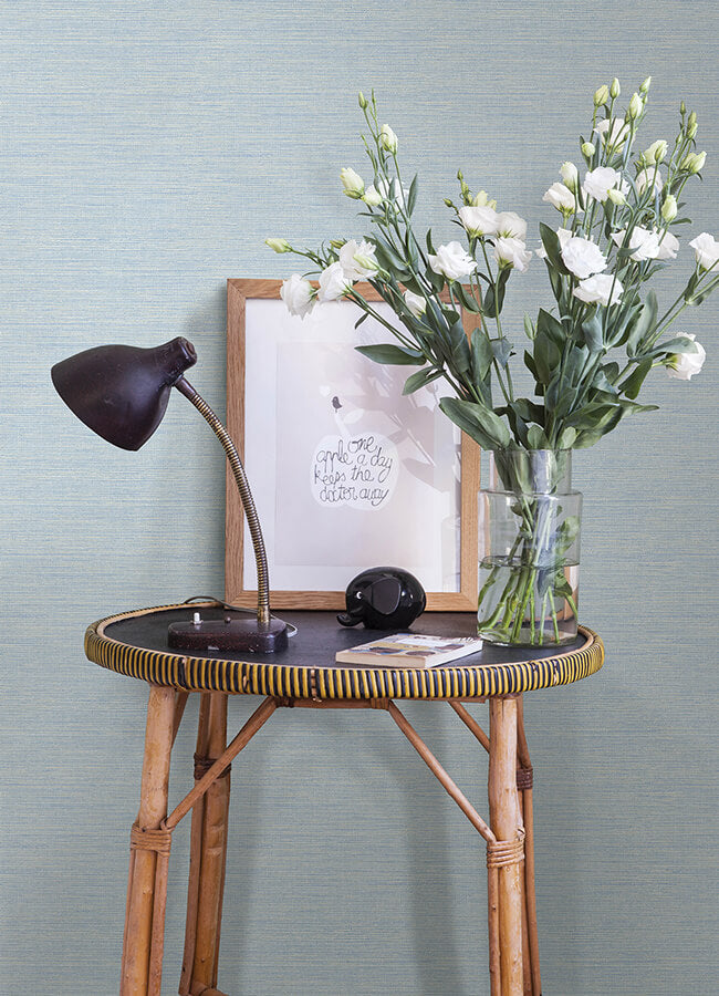 agave-blue-faux-grasscloth-wallpaper-york-wallcoverings-4143-24283 - York Wallcoverings Wallpaper