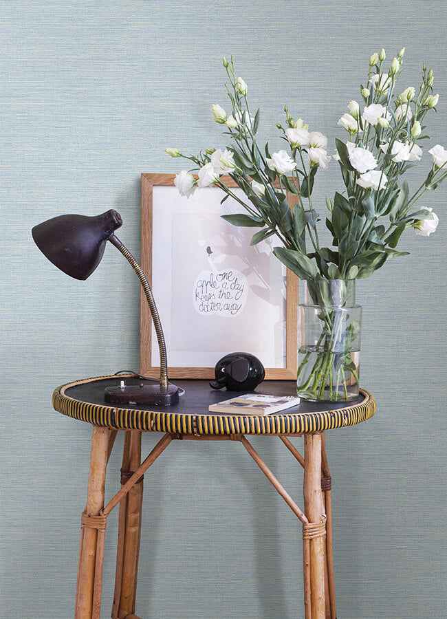 Agave Blue Faux Grasscloth Wallpaper - York Wallcoverings - 4143-24283 - York Wallcoverings Wallpaper