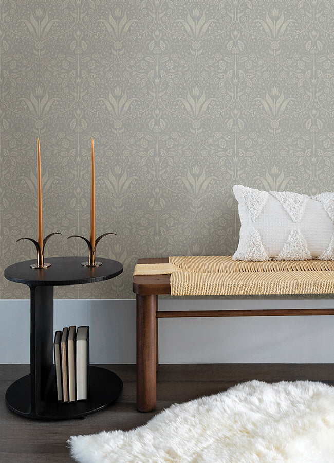 mara-grey-tulip-ogee-wallpaper-york-wallcoverings-4143-34008 - York Wallcoverings Wallpaper