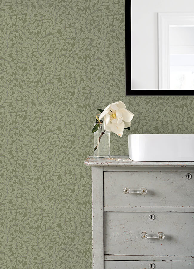 lindlv-moss-leafy-vines-wallpaper-york-wallcoverings-4143-34020 - York Wallcoverings Wallpaper