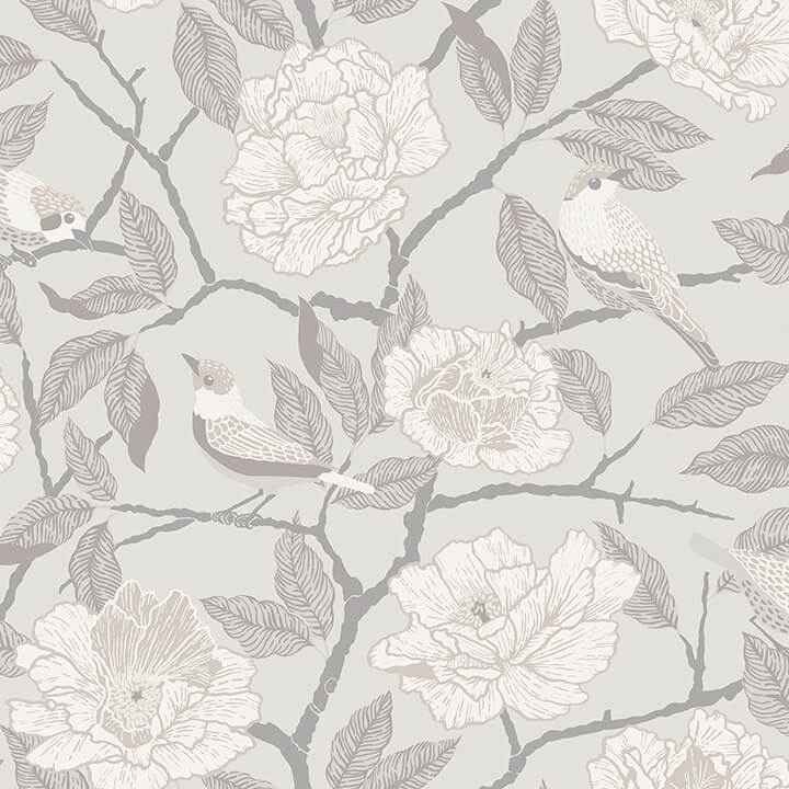 Bernadina Grey Rosebush Wallpaper - York Wallcoverings - 4143-34021