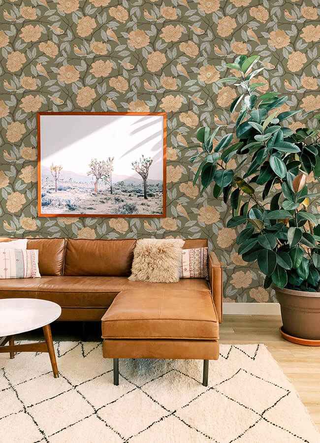 Bernadina Moss Rosebush Wallpaper - York Wallcoverings - 4143-34024 - York Wallcoverings Wallpaper