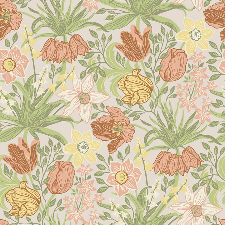 cecilia-chartreuse-tulip-and-daffodil-wallpaper-york-wallcoverings-4143-34028 - York Wallcoverings Wallpaper