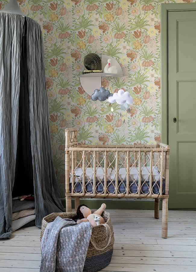 Cecilia Chartreuse Tulip and Daffodil Wallpaper - York Wallcoverings - 4143-34028 - York Wallcoverings Wallpaper
