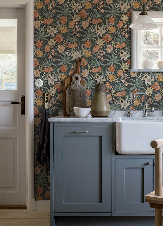 cecilia-black-tulip-and-daffodil-wallpaper-york-wallcoverings-4143-34031 - York Wallcoverings Wallpaper