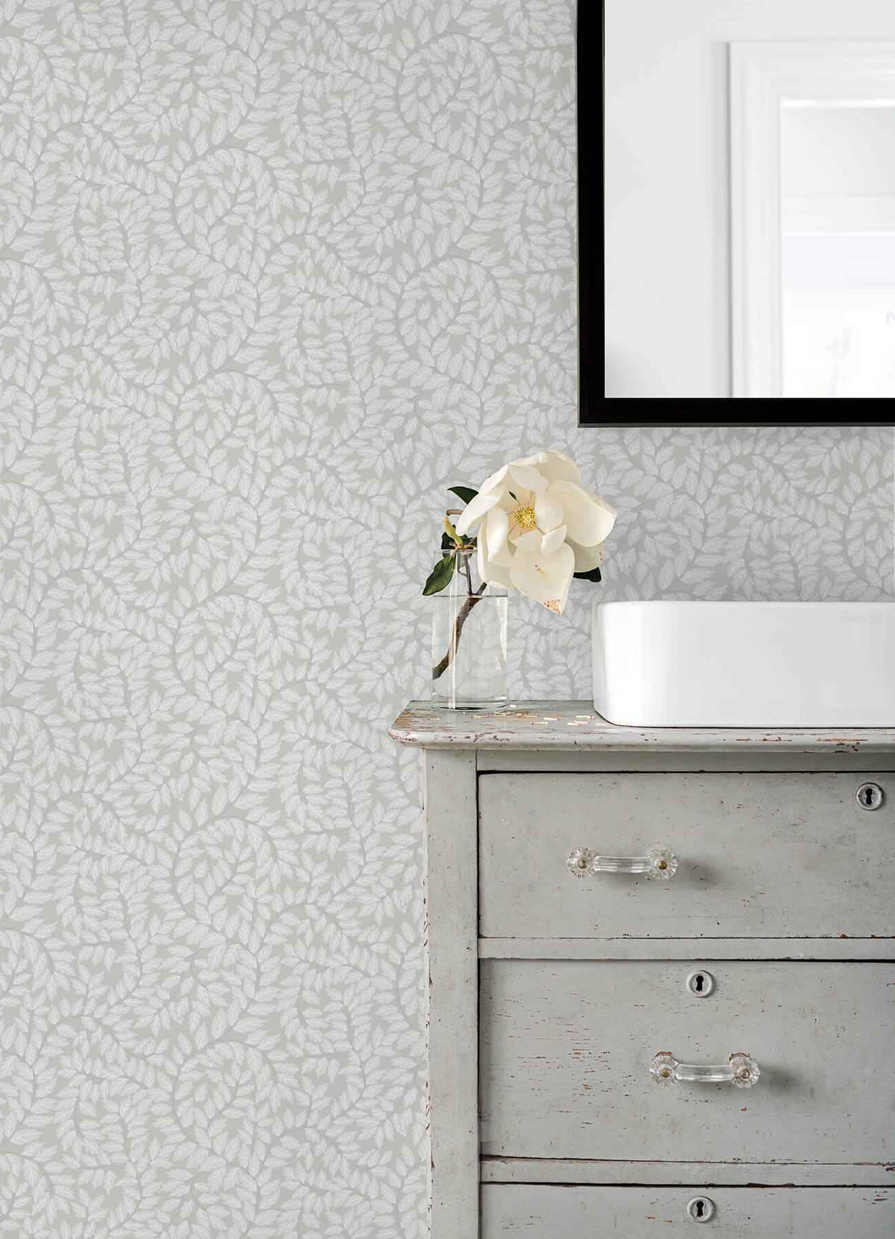 Lindlöv Grey Leafy Vines Wallpaper - York Wallcoverings - 4143-34016 - York Wallcoverings Wallpaper