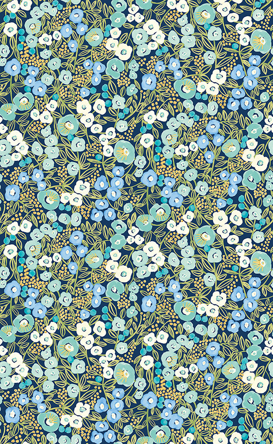 flora-ditsy-blue-garden-wallpaper-york-wallcoverings-ghs50111w - York Wallcoverings Wallpaper