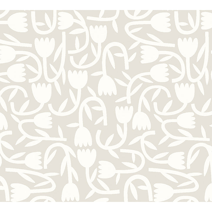 aino-taupe-tiny-tulip-wallpaper-york-wallcoverings-ghs50131w - York Wallcoverings Wallpaper