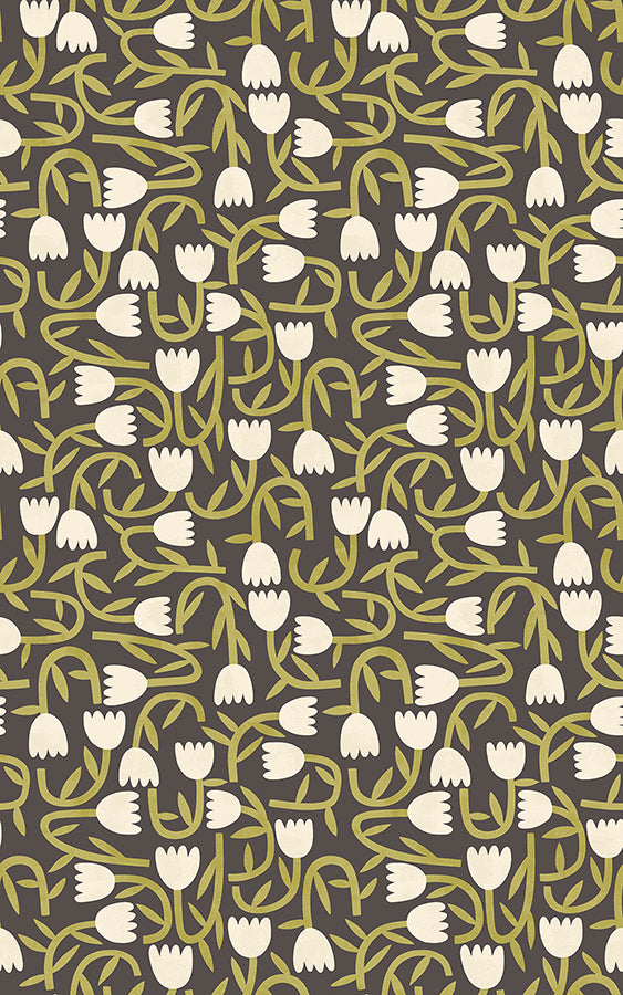 aino-black-tiny-tulip-wallpaper-york-wallcoverings-ghs50140w - York Wallcoverings Wallpaper