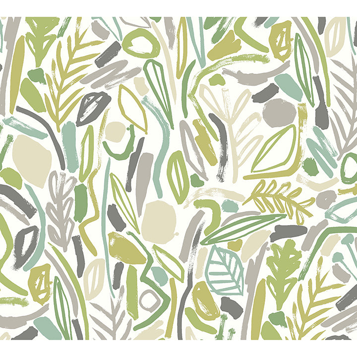 verdure-lime-painted-botanical-wallpaper-york-wallcoverings-ghs50146w - York Wallcoverings Wallpaper