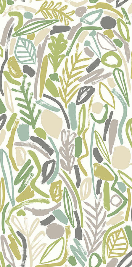 verdure-lime-painted-botanical-wallpaper-york-wallcoverings-ghs50146w - York Wallcoverings Wallpaper